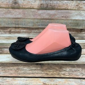 Tory Burch Black Leather Mini Travel Flats